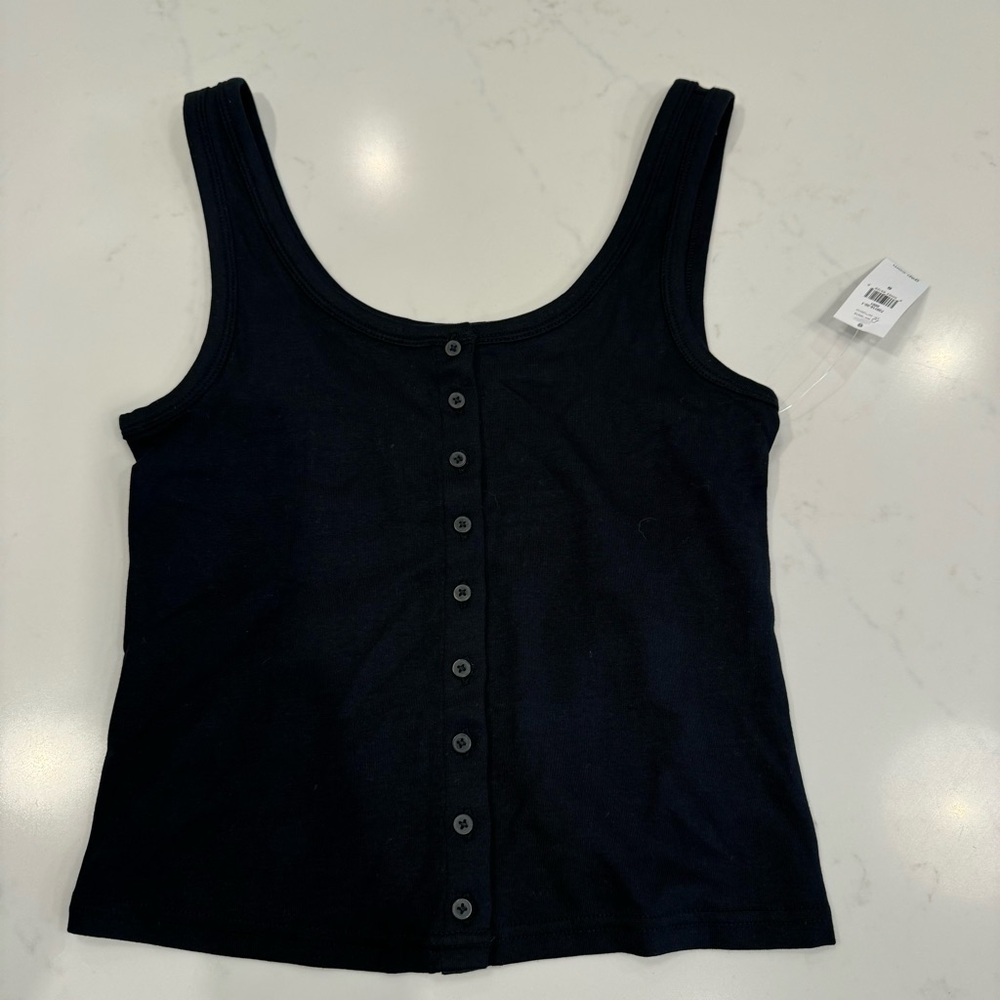 NWT Gap Modern Tank Button Down Black Small
